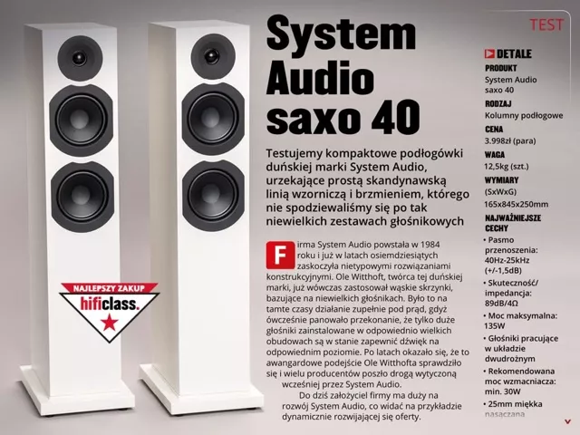 Najlepszy zakup wg HiFiClass dla System Audio Saxo 40